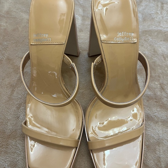 Jeffrey Campbell Hustler Dusty Nude Patent Strappy Heels - Picture 2 of 11